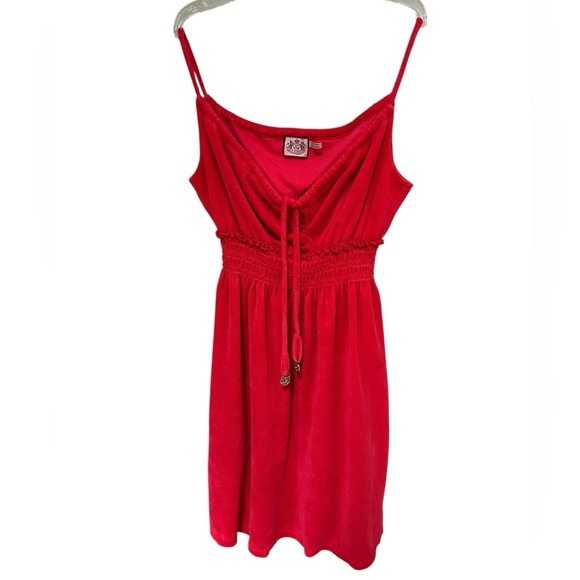 Vintage Juicy Couture Terry Cloth Dress Red, Authentic Y2K, Made in USA, Size L - Picture 2 of 11